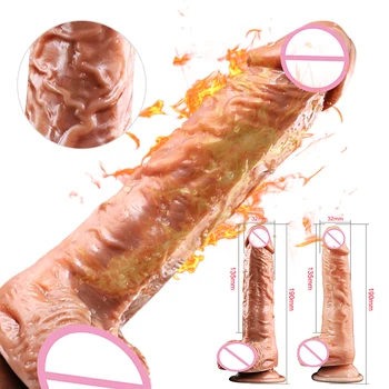 Kraftig Varme Dildo Vibrator Realistiske Dildoer for Kvinder Erotisk Legetøj til Voksne Store Penis sugekop Dildo Vibratorer Sex Legetøj