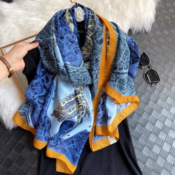 2020 Luksus Bomuld Tørklæde Kvinder, Design Foulard Hijab Sjal Dame Wrap Hest Print Pashmina Kvindelige Strand Hoved Tørklæde Bandana