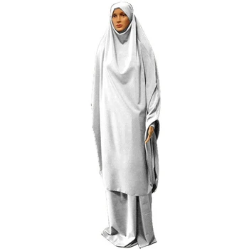 Muslimske Hijab Abaya 2 stykker Kjole Islamiske Bøn Beskedne Fuld Dækning Mellemøsten Arabiske Kvinder Robe Maxi Kaftan Khimar