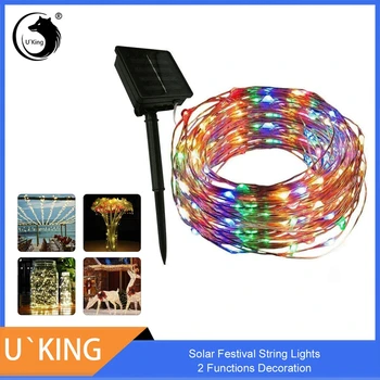 U'King 2 Funktioner Sol Festival String Lys Dekoration til Fest Udendørs Bryllup, Have Jul, nytår Belysning