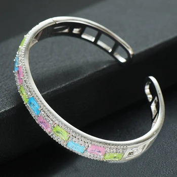 GODKI Berømte Nyt Design, Luksus Micro CZ Zircon Krystal Brude Bryllup Dubai Smykke Sæt 2stk Trendy Damer Dame Armbånd/Ring