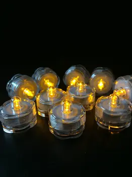 10STK Blomster formet Vandtæt Dykkede led candle fyrfadsstage omgivende luft. flammeloes Party Bryllup Vase lampe tabel centerpiece Indretning-Amber