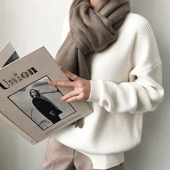 Casual Pullover 2021 Forår Vinter Kvinders Sweater med V-Hals Minimalistisk Toppe Nye moderne koreansk Stil Strikke Solid 7290