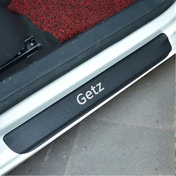 4STK carbon fiber vinyl klistermærke Bil Dør Karmen Scuff Plate for Hyundai Getz Dele Tilbehør