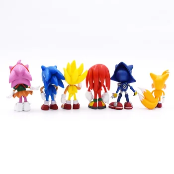 6stk/Set Sonic Figurer Toy Pvc-Toy Sonic the hedgehog Skygge Haler Tegn Figur Legetøj Til Børn, Dyr, Legetøj Sat Fri Shi