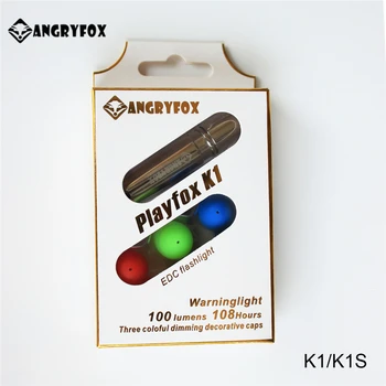 Angryfox K1 K1S Cree LED Mini Nøglering Lommelygte Rustfrit Stål AAA-Batteri Camping Torch Light med RGB Farverige Dæmpning Caps