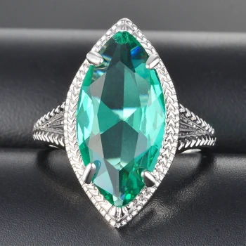 Top Kvalitet, Luksus Ringe Til Kvinder 925 Sterling Sølv Smykker, mænds Øjne Design Grønne Spinel Party Ring Engros DropShipping