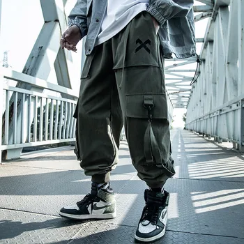 Sort Joggere Herre Hip Hop Lommer Sved Bukser Cargo Mænd Streetwear Styr Bukser Til Mænd Casual Japansk Militær Taktisk