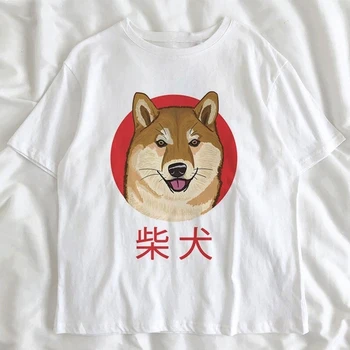 Sommer Nyt Tøj Kawaii Søde Shiba Inu Harajuku Grafiske Tees Top Kvinder T-shirt Æstetiske T-Shirt Besætning Hals For Plus Size Kvinder