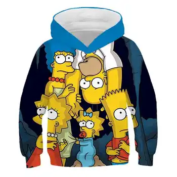Børn Hættetrøjer 2020 Vinter Varm Simpson Homer Tegnefilm Mode Pullover Barn, Teenager, Drenge, Piger Tegnefilm Casual Sweatshirt