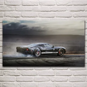 Gt40 superbil racerbil udbrændthed røg fanart stue dekoration hjem væg kunst, indretning stof plakater KM526