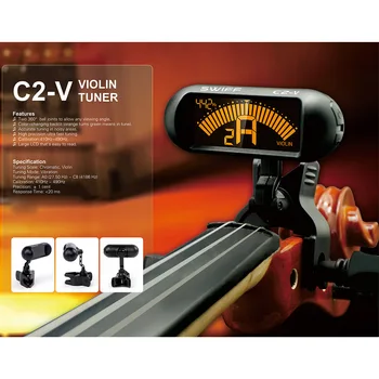 Elektronisk Kromatisk Violin Tuner Clip-on Digital Tuner for Violin Violin LCD-Display Rotere 360 grader