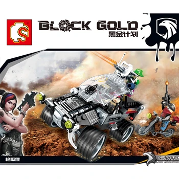 Sembo 11677 Black Gold Wild boarAssault Vogn Militære Række byggesten Mursten Kompatibel med Model legetøj Gaver