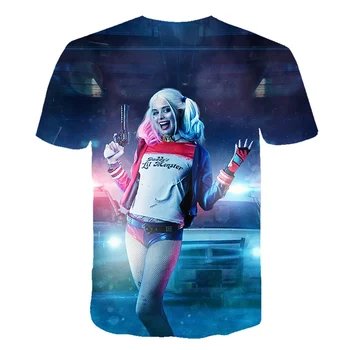 Nye Sjove Kvindelige Klovn T-Shirt Mænd og Kvinder Skjorte Top 3D-Harajuku Tegnefilm Harley Quinn T-Shirt Film Selvmord Trup Shirt