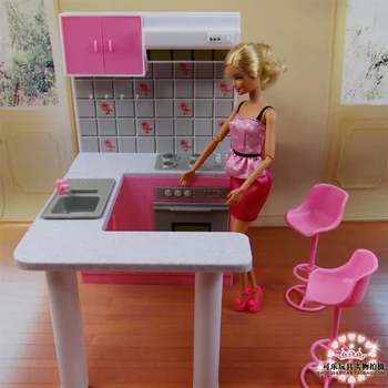 Nyeste Til Barbie Møbler Miniature Combo Køkken play set Dukke drømmehus diy-toy