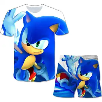 Sonic the Hedgehog Drenge Piger Passer Sommeren tegneserie T-shirt, Shorts, der Passer Børn Indstillet 2020 Tøj, Børn 4-14 år gammel