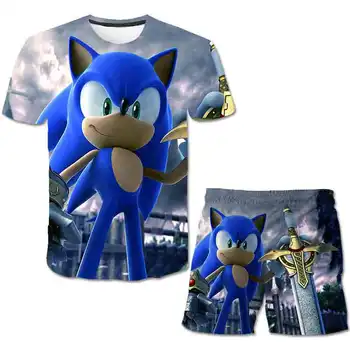 Sonic the Hedgehog Drenge Piger Passer Sommeren tegneserie T-shirt, Shorts, der Passer Børn Indstillet 2020 Tøj, Børn 4-14 år gammel