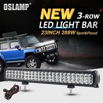 288W 3-Række 23inch LED Lys Bar Offroad Combo Beam Led-arbejdslampe Bar for Lastbil SUV ATV 4WD 4x4 23