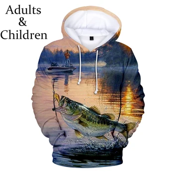 Populære 3D printet Smuk fiskeri natur drenge piger casual pullovere fisk mand kvinde mode, børn, børne sweatshirt pels