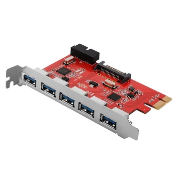 5 Ports USB 3.0 Hub PCI-E-Kort-Adapter Omformer med 20 Pin SATA-Stik Høj Hastighed PCI-E-Kort Converter Computer Tilbehør