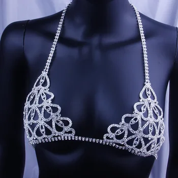 Luksus Rhinestone Body Kæde Bra Halskæde Øverste Bryst Kæde Tilbehør til Kvinder Crystal Krop Smykker, Bra Bryst Kæde Gave