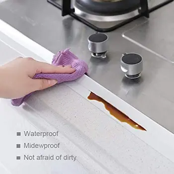 3.2mx38mm Badeværelse Brusebad Vask Badekar Forsegling Strimmel Tape Hvid PVC selvklæbende Vandtæt Wall Sticker til Badeværelse Køkken