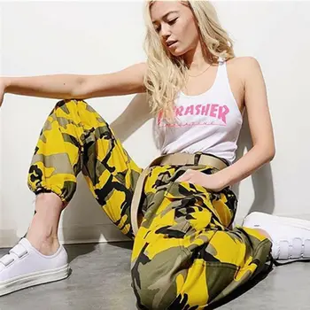 Fashion Kvinder Sport Camo Fragt Lang Sarouel Udendørs Camouflage Bukser Kausale Streetwear Bukser