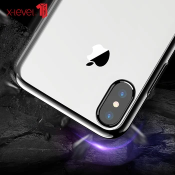 X-niveau Hårdt PC cover Til iPhone X XS Antal XR Slank belægning lysende gennemsigtig Back Cover
