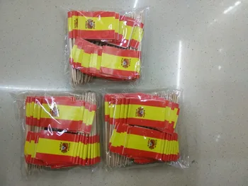 500PCS Mini Spanien Tandstikker Flag Banderas de Espana Mad Picks for Parterne Cocktails, Tapas Træ Tandstik og Papir Flag
