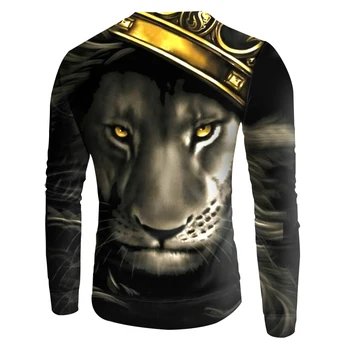 OGKB Hip Hop 3d Sweatshirt Til Mænd/kvinder Efteråret Crewneck Pullovere Print Løvernes Konge Med Krone Trøjer med Lange Ærmer Jumpere Toppe