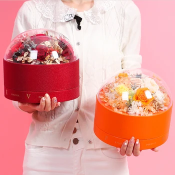 Acryl Transparent Chokolade Blomst Rose Emballage Dobbelt Lag Evig Blomst Kasser Bryllup Gaver til mors Dag Box