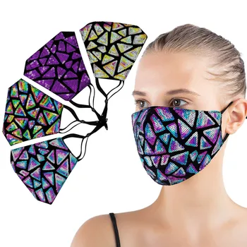 Unisex Eksplosive Mode Smykker Farverige Leopard Pailletter Bling Maske Tilbehør Til Udsmykning, Natklub Ansigt Smykker Gave