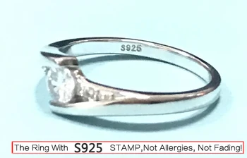 YANHUI Med Certifikat Kvinder, Original 925 Solid Silver Ring Forskudt Forbindelse 5mm på 0,75 ct CZ Cz vielsesringe R036