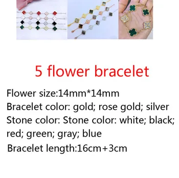 925 sterling sølv armbånd high-end fashion romantiske blomst 5 clover armbånd indlagt sten smykker mode vilde smykker