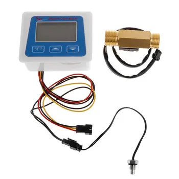 1 Sæt Digitalt LCD-Flow Meter Vand Flowmeter Temperatur Rekord med G1/2 Flow Sensor U4LB