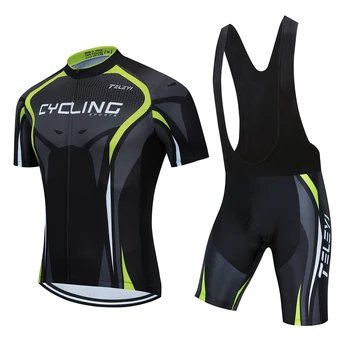 2021 TELEYI Team Cycling Jersey 5D Bib Sæt Cykel Tøj MTB Uniform Hurtig Tør Cykel Tøj Herre Korte Maillot Culotte Passer til