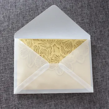Guld invitationer gennemsigtig kuvert blomster laser cut bryllup meddelelse, personlig udskrivning invitation producent levering