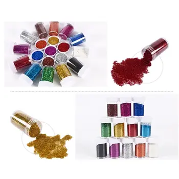 12 Farver, Store Skinnende Harpiks Pigment Kit Glimmer Flash Pulver Glitter Glimtende Pailletter Harpiks Farvestof Farve Smykkefremstilling