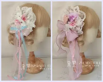 Japansk Himmelsk Pige Sakura Te Part Hårnål Fe Blonder Bue Blomst Side Klippet Cosplay Bløde Pige Lolita Hår Klip Hovedklæde