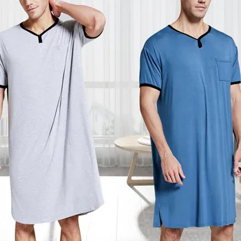 Hot salg tynd lang t-shirt, løse korte ærmer pyjamas til mænd casual hjem bære nye casual løs hjem tøj til mænd og kvinder, kan vi