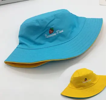 Sjove Karakter Broderi Casual Bomuld Reversible Spand Hatte til Kvinder Randen Fisker Fisker Caps Begge sider solhat Panama Hat