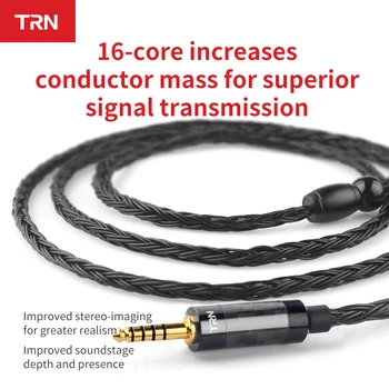 TRN 16 Kerne Sølv Forgyldt HIFI Hovedtelefon MMCX Kabel-4.4 mm Til 2pin 0,75 mm 0.78 mm MMCX Stik Udskifteligt Kabel