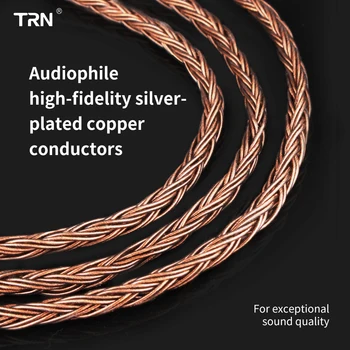TRN 16 Kerne Sølv Forgyldt HIFI Hovedtelefon MMCX Kabel-4.4 mm Til 2pin 0,75 mm 0.78 mm MMCX Stik Udskifteligt Kabel