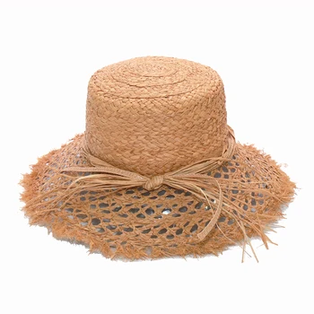 2020 Fashionable Tea Party Hatte Til Kvinder Sammenklappelig Rafia Strand Hat Elegant Sommer, Sol Bucket Hat Engros S1063