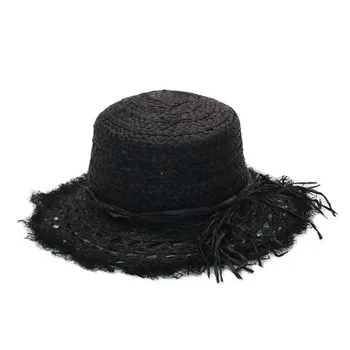 2020 Fashionable Tea Party Hatte Til Kvinder Sammenklappelig Rafia Strand Hat Elegant Sommer, Sol Bucket Hat Engros S1063