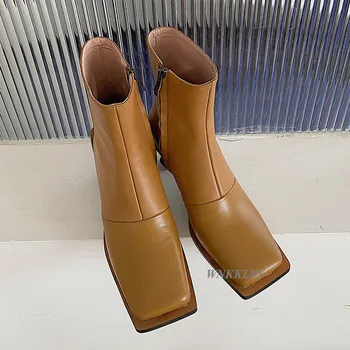 Efterår og vinter mærkelige høje hæle short boots kvinder sort brun spaure tå og ankel botas 2020 banens design Chelsea sko kvinder