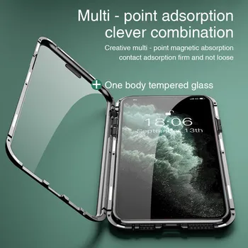 360 Magnetiske Adsorption Metal Case Til iPhone 12 Mini-11 Pro X XS Antal XR 8 7 6'ere Plus Dobbelt-Sidet Glas Cover Til iPhone 12 Tilfælde