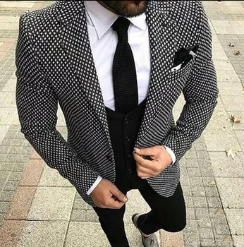 Casual Hvid Elegant Bryllup Jakkesæt Til Mænd 3Pieces(Jakke+Bukser+Vest+Uafgjort) Mode Custom Passer Tuxedo Terno Masculino Blazer