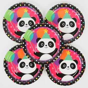 32pcs/masse Tegnefilm Panda Tema engangsservice Sæt Part Dekoration til Børn Fødselsdag Evnent festartikler