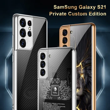 GKK Hærdet Glas Tilfældet For Samsung Galaxy S21 5G Tilfælde Luksus Mønster Plating Kant Med Skærm Film Cover til Samsung S21 Coque